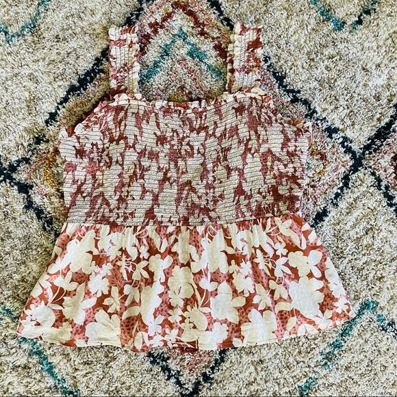 NEW Old Navy cream orange floral tropical ruffle tank top XL - Picture 1 of 8